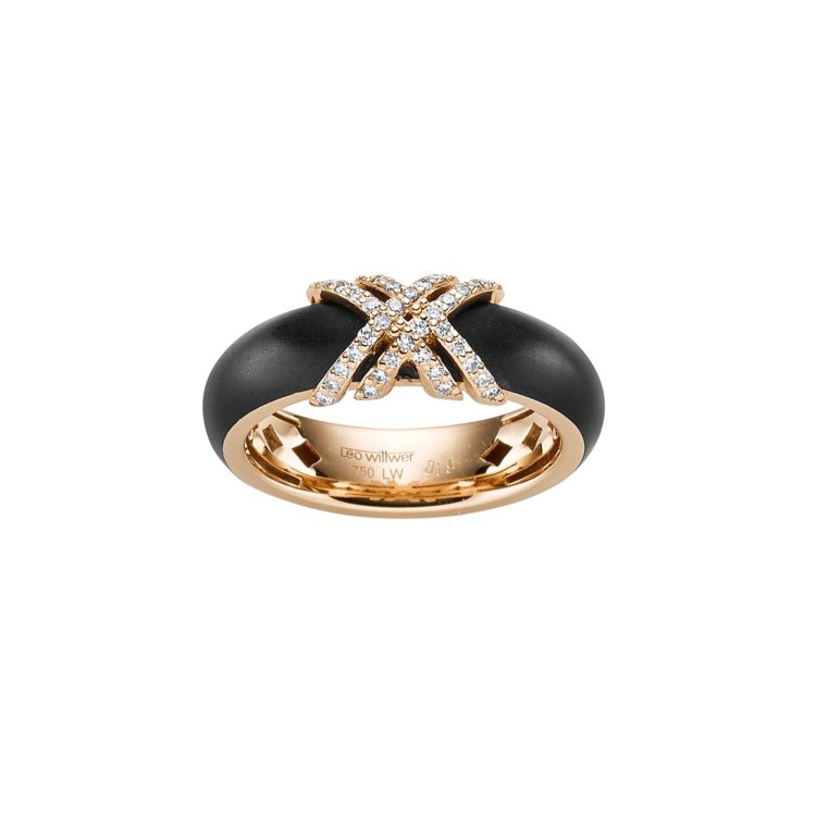 Brillant Ring: 750/- Roségold mit Brillanten und Kaltemaille