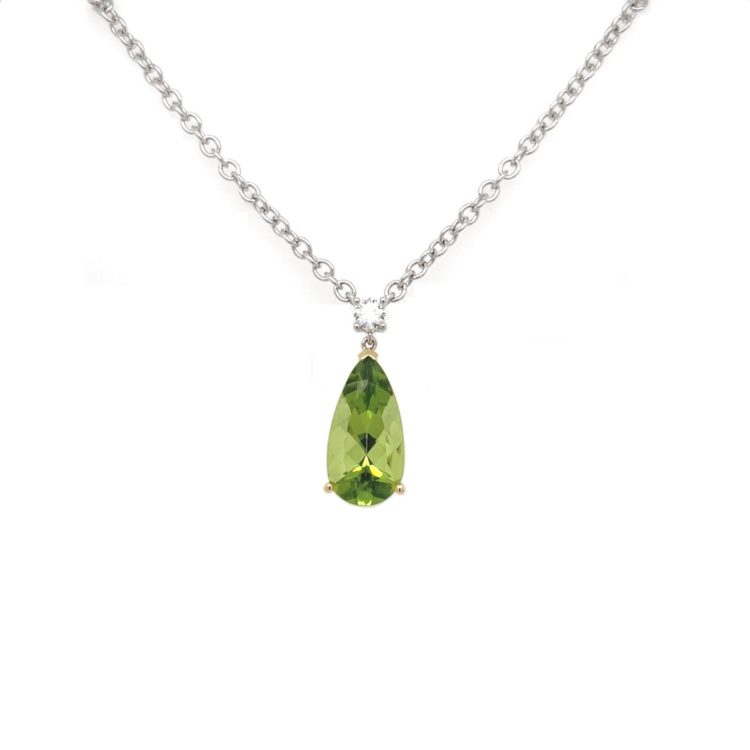 Collier 750/-Weiß-und Gelbgold mit Peridot