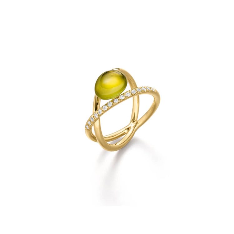 Ring 750/-Gelbgold mit Peridot und Brillanten