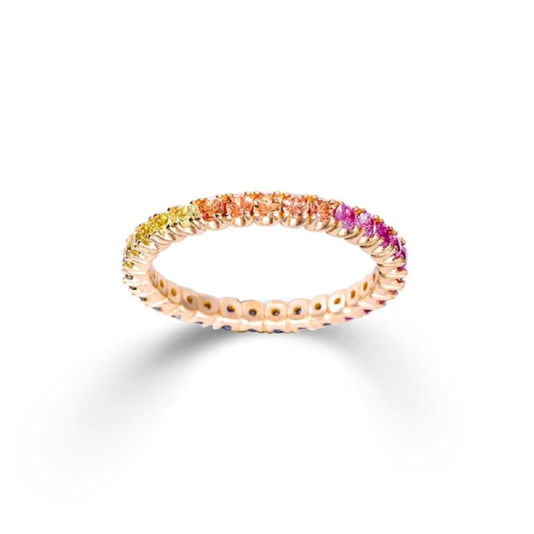 Ring 750/-Roségold mit multifarbenen Saphiren