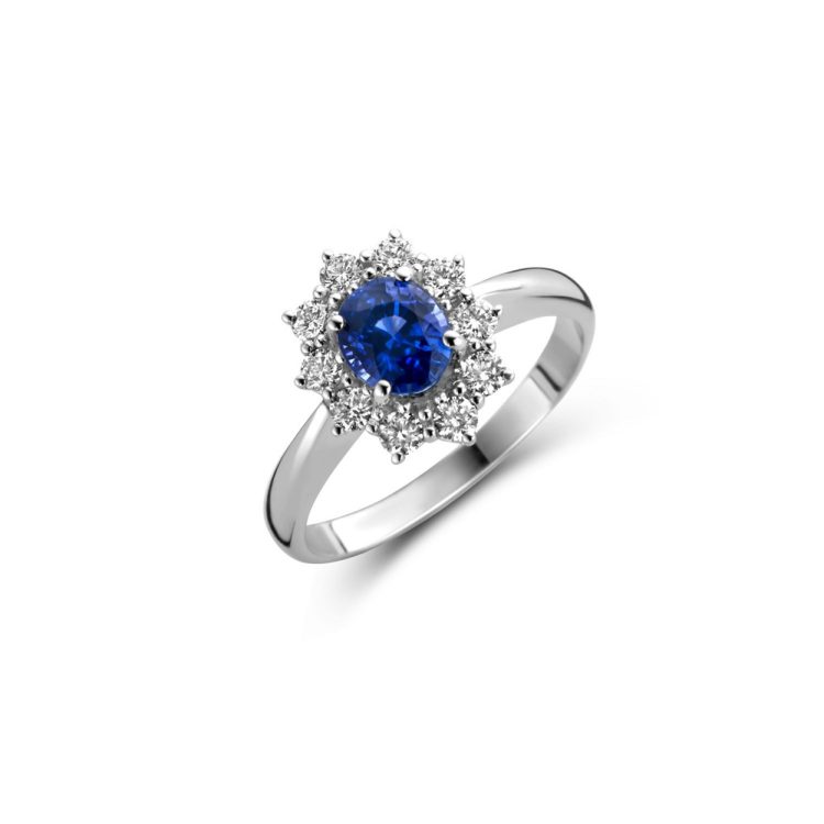 Saphir Ring mit Brillanten