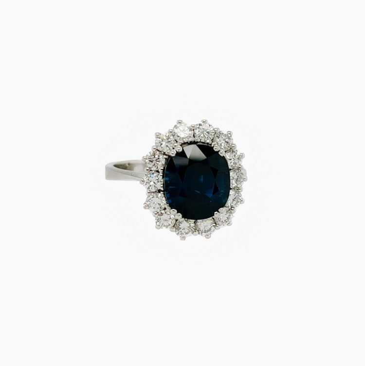 Saphir Brillanten Weißgold Ring