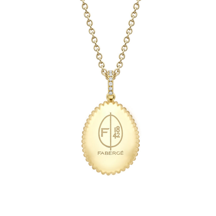 Fabergé Anhänger in Gelbgold mit Rillen und Brillanten